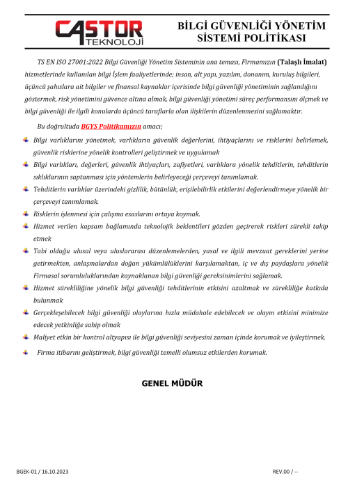 BGEK-01 BGYS POLİTİKASI